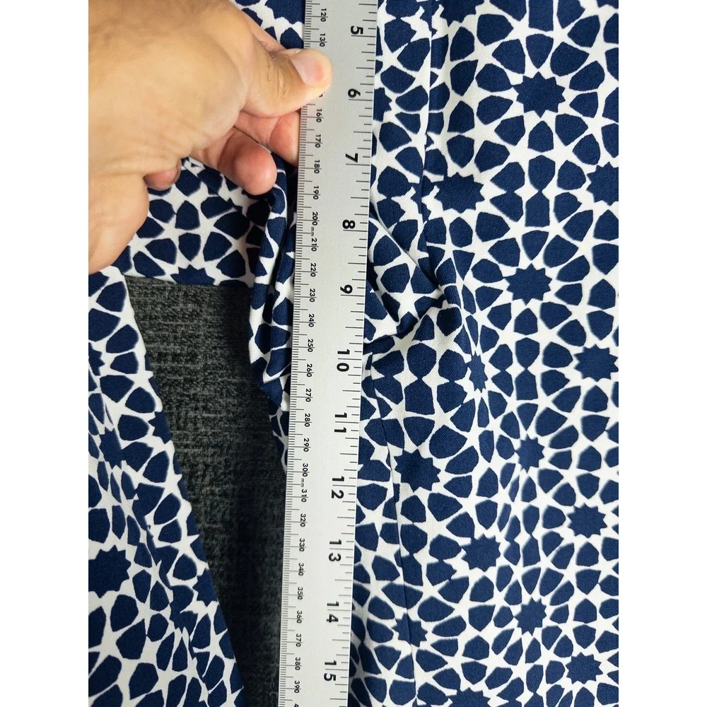 NWT Talbots Chatham Crop Pant Womens 10P Navy Blue White Geometric Print Slim Le